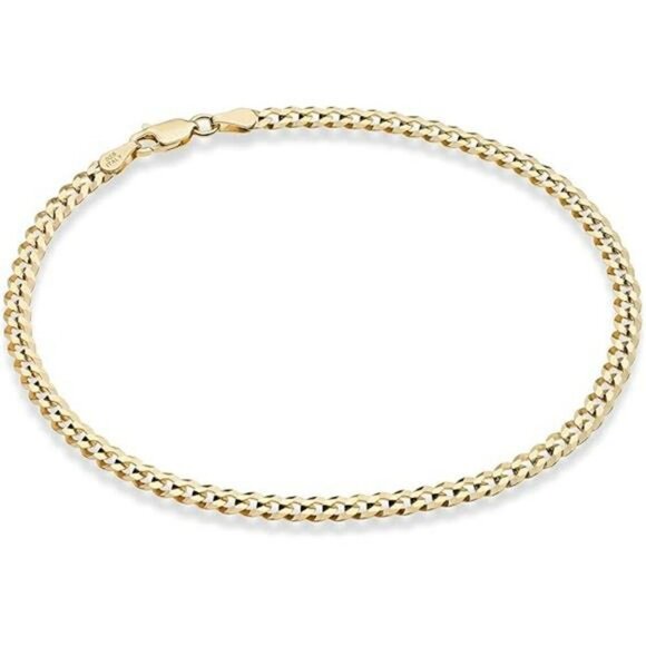 Miabella 925 Sterling Silver Cuban Link Anklet Italian Diamond Cut Chain - Picture 7 of 7